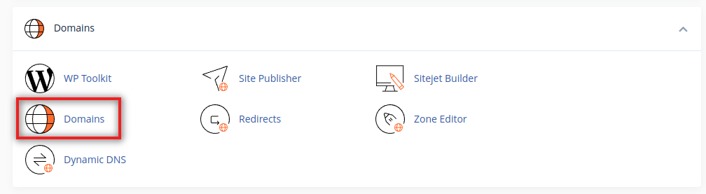 Selectare domeniu în cPanel