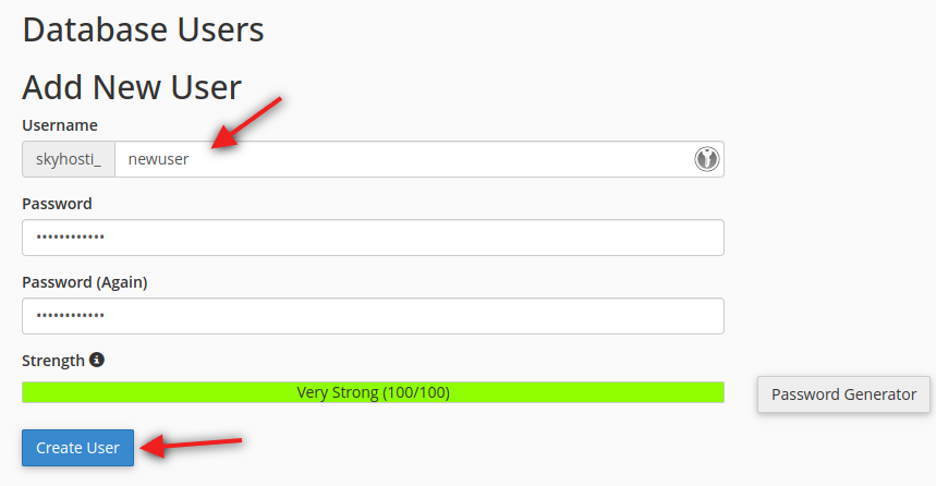 Crearea unui utilizator MySQL