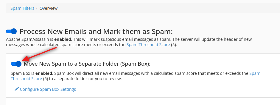 Setare Spam Box